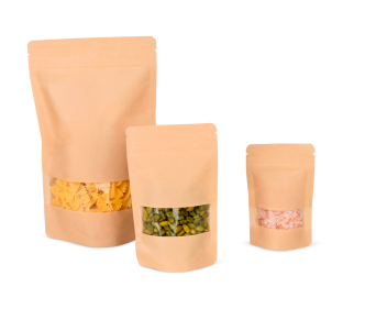 Sachet autoporteur brun avec fenêtre transparente