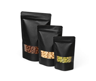 Sachet autoporteur noir avec fenêtre transparente