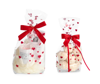 Sachet à fond croisé transparent avec coeurs