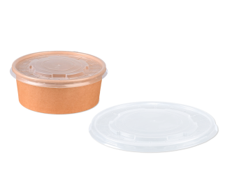 Couvercle en PP pour barquette repas ronde en carton