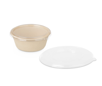 Couvercle en rPET pour bol en bagasse rond