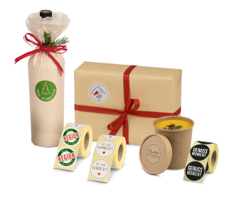 Etiquette ronde à motif sur le rouleau