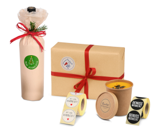 Etiquette ronde à motif sur le rouleau