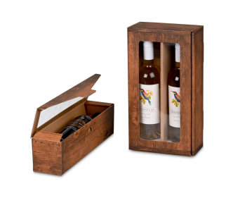 Carton cadeau pour bouteilles avec fenêtre vintage
