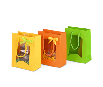 Sac cadeau petit avec fenêtre, coloré
