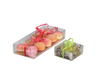 Emballage transparent rectangulaire à ornement doré