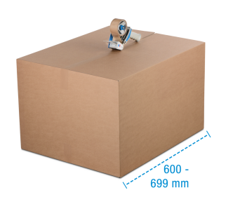 Boîte pliable simple & double cannelure brune, 600 à 699 mm de longueur