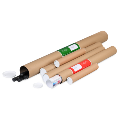 Tube d'expédition en carton brun avec couvercle