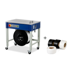 Kit de cerclage 2 rouleaux de ruban PP + machine de cerclage SM200280