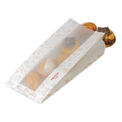 Sachet à soufflet avec bande de visibilité en papier cristal «FRISCH & fein»