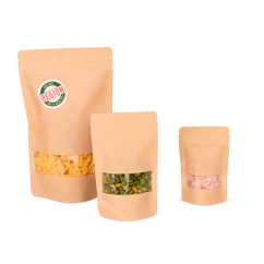 Sachet autoporteur brun avec fenêtre transparente