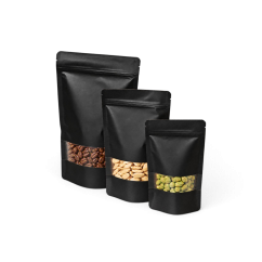 Sachet autoporteur noir avec fenêtre transparente