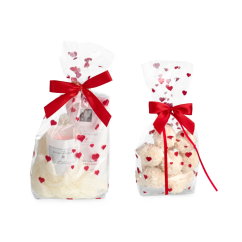 Sachet à fond croisé transparent avec coeurs