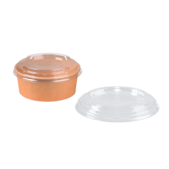 Couvercle en rPET pour bol à salade rond en carton