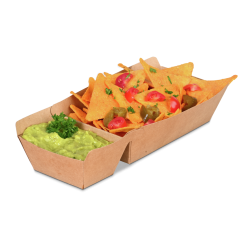 Bol à collation en carton brun avec compartiment à sauce