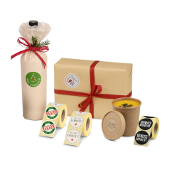 Etiquette ronde à motif sur le rouleau