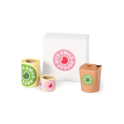 Etiquette adhésive ronde « bite.smile.repeat. »