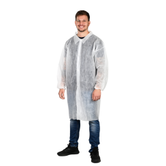 Blouse visiteur en non tissé PP, blanche