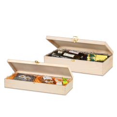 Cassette en bois avec couvercle à charnière