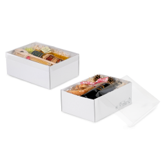 Boîte télescopique blanche avec couvercle transparent 