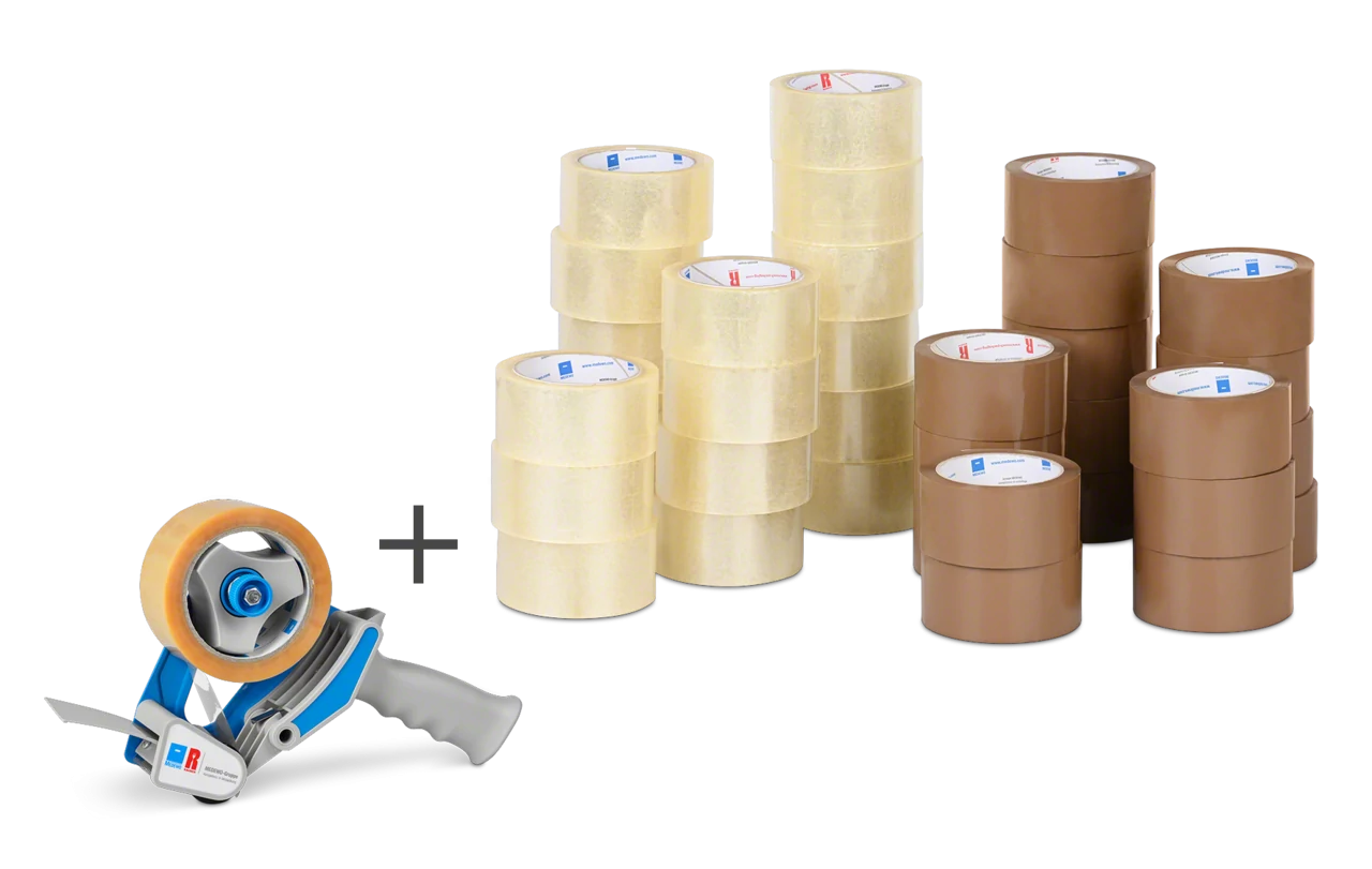 Sets de rubans adhésifs PP Standard 36 rouleaux + dévidoir manuel