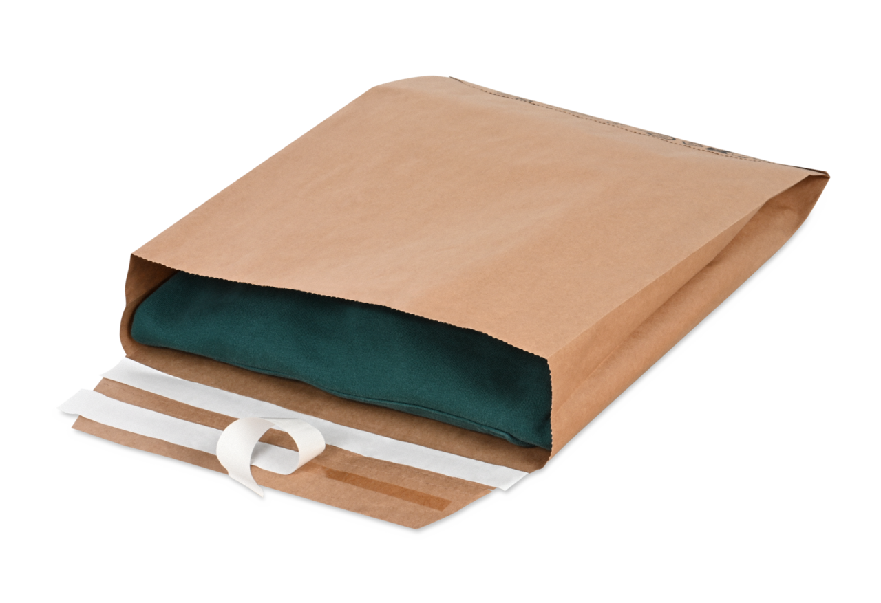 Papier-Versandtasche wiederverschliessbar mit Seitenfalte