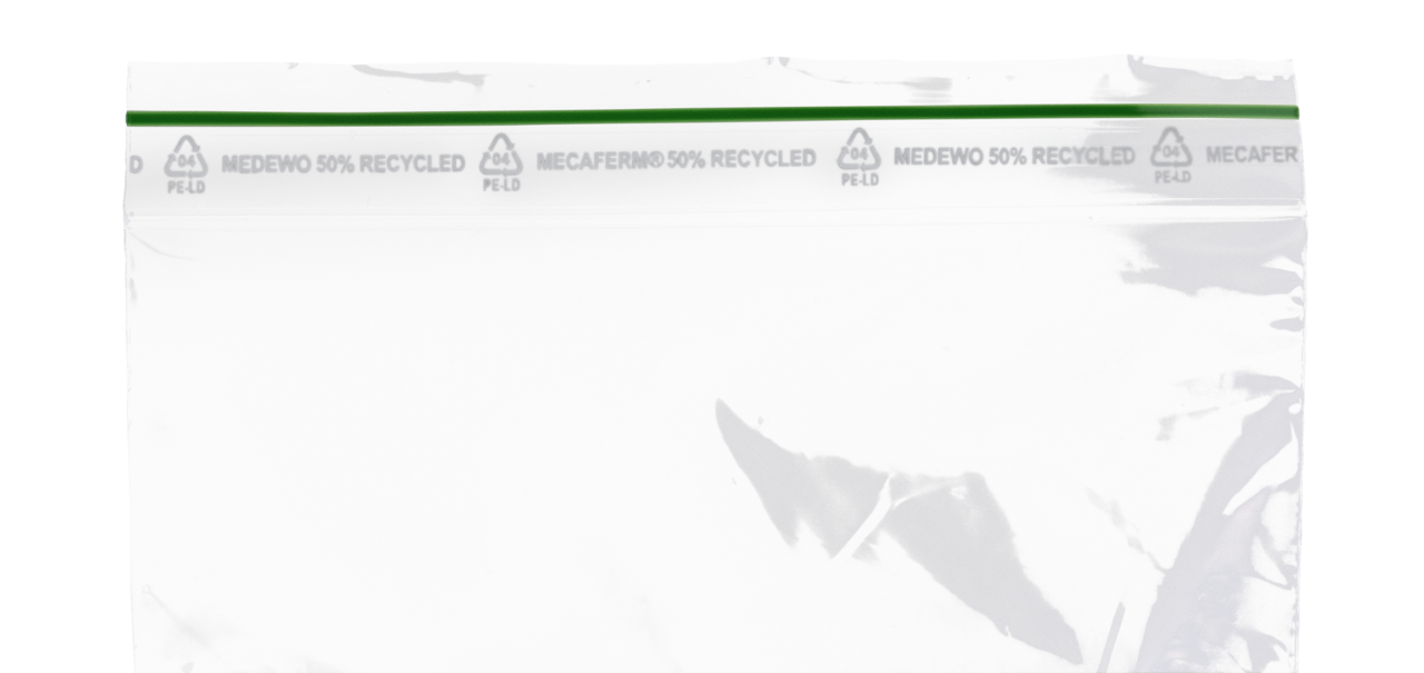 aufgedruckter Hinweis auf Recyclingmaterial für eine positive Kommunikation 