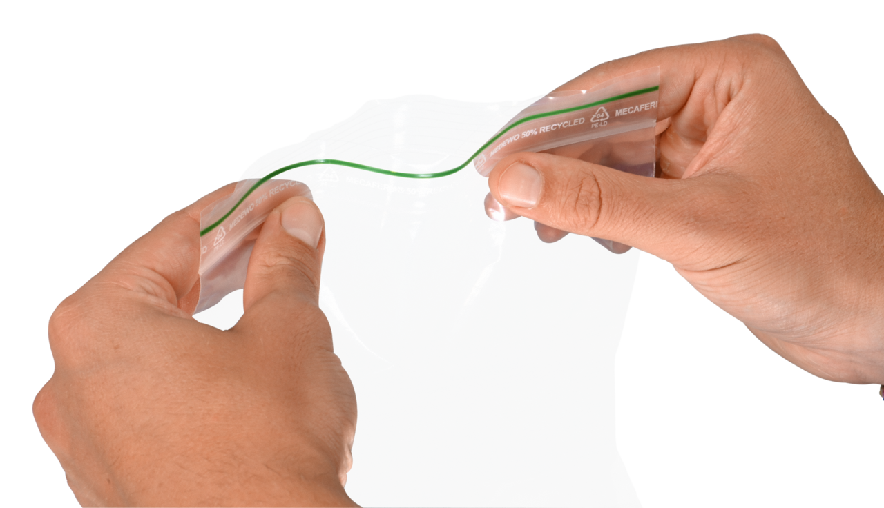 alle MECAFERM® Druckverschlussbeutel haben einen Qualitäts-Druckverschluss, der auch nach mehrmaligem Öffnen perfekt schliesst
