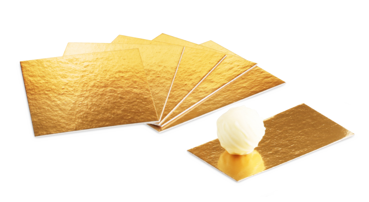 Kartoneinlage gold/weiss zu Blockbodenbeuteln