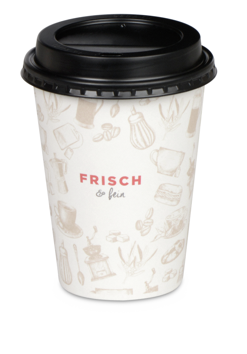 Heissgetränke-Becher PE-beschichtet «FRISCH & fein»