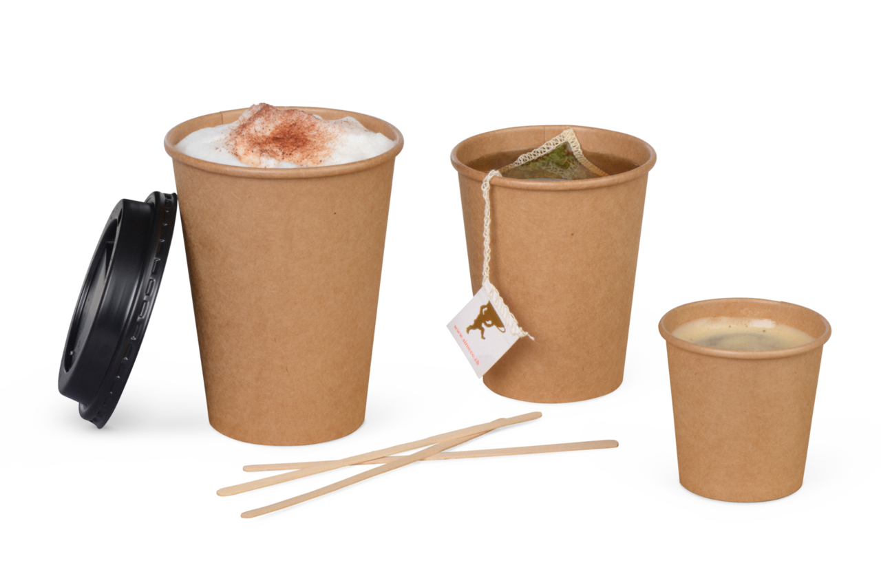Heissgetränke-Becher PE-beschichtet braun
