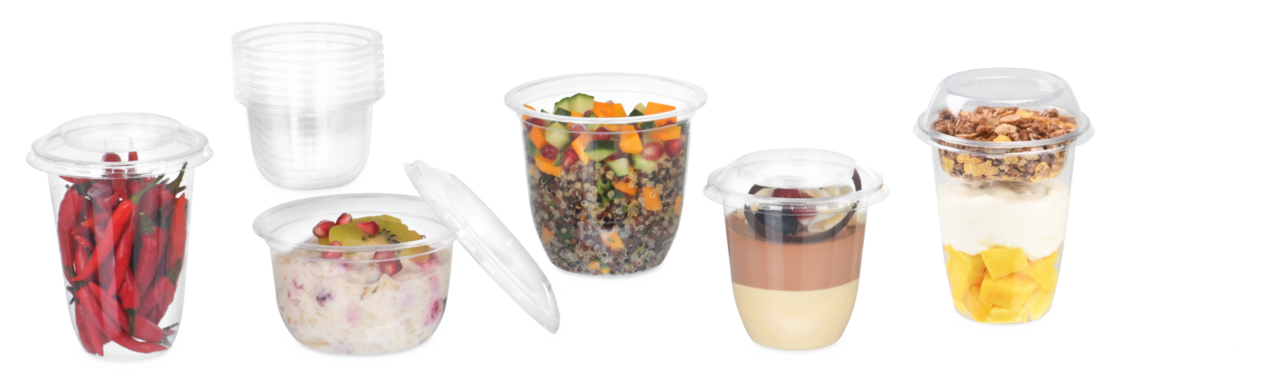 Feinkostbecher aus rPET ELEGANCE & Deckel