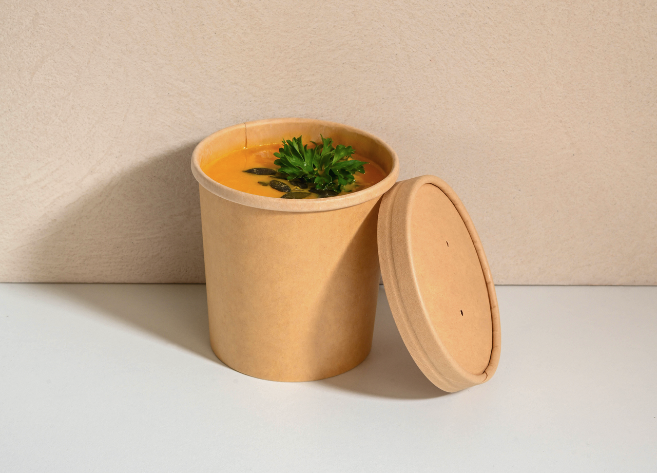 Membrandeckel aus Karton zu Suppenbecher