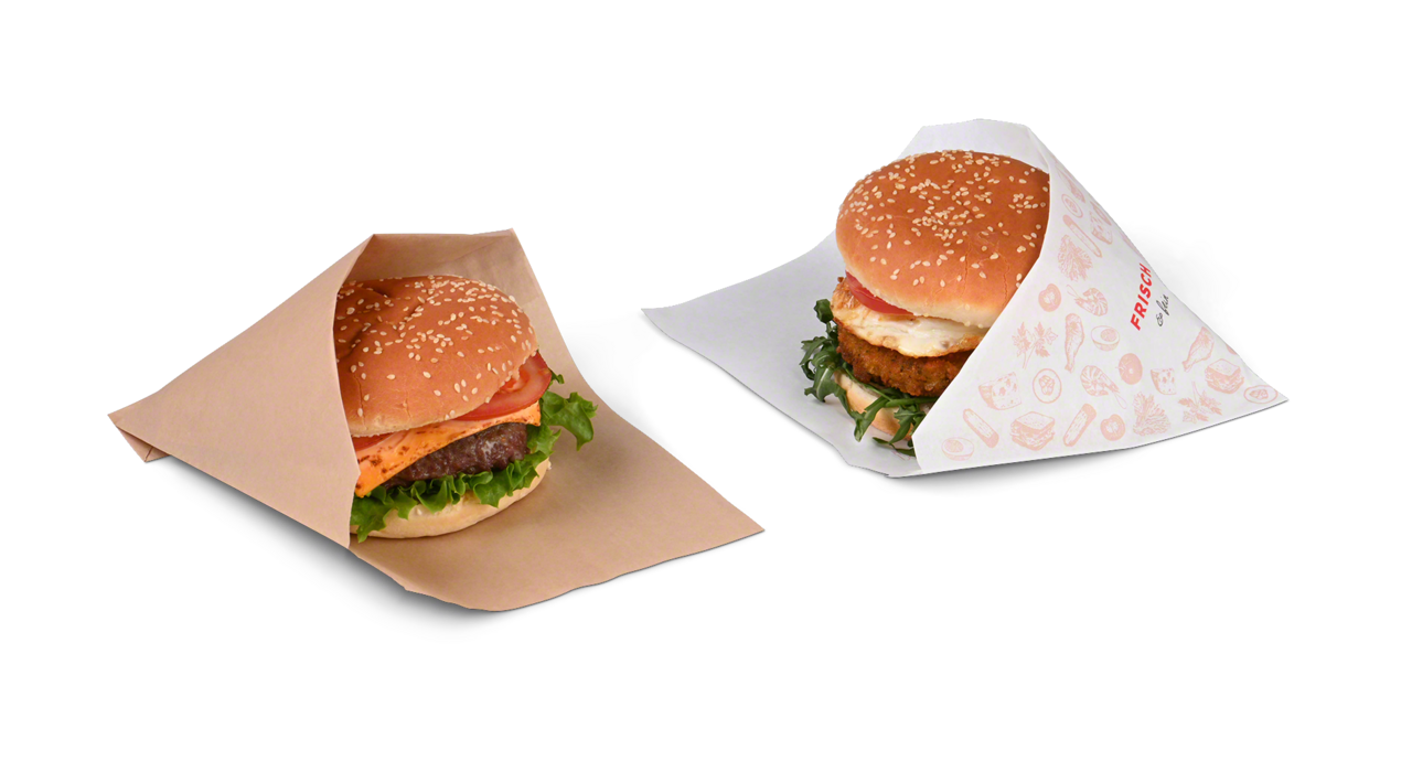 umweltfreundliche Tüte für leckere Cheeseburger oder Veggie Burger
