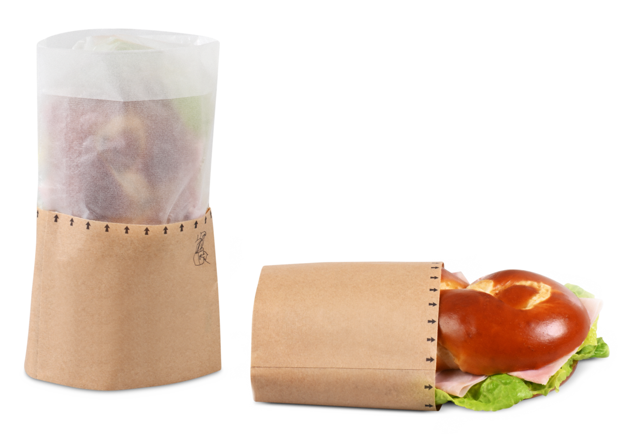 Snack-Bag braun mit Pergamin-Sichtstreifen