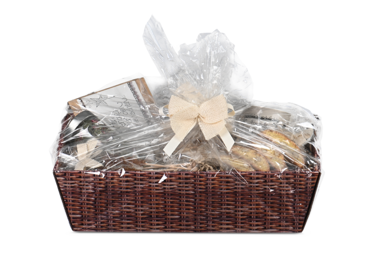 ideal auch zum Verschliessen von Präsenten oder Körben, die in Geschenkfolie eingepackt werden