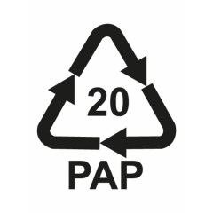 Recyclingcode-Etikette Wellkarton - 20, selbstkl. 15&times;20 mm 1000 Et./Rl., Papier 80 g/m&sup2;