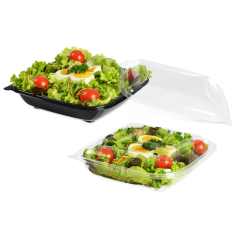 Salatschale aus PET quadratisch mit Deckel