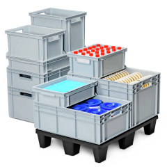 Mehrweg-Eurobeh&auml;lter stapelbar aus Kunststoff KLT 4312, 1/8 Euro, 400 &times; 300 &times; 120 mm