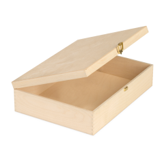 Holzkassette mit Scharnierdeckel, 342 x 250 x 85 mm