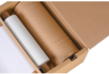 Integrierte Rollensysteme aus Vollkarton gewährleisten eine reibungslose Papierführung und ermöglichen eine gleichmässige Dehnung.