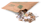 gefüllt mit zerkleinertem Altpapier bzw. -karton