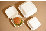 In der grossen Burger-Box aus Bagasse platzieren Sie schnell und einfach XXL-Burger inklusive Beilagen.