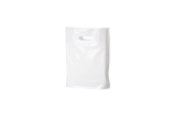 PE-Tragetasche DKT 300×350+(2×40) mm, weiss, 50 µm, mit Griffloch