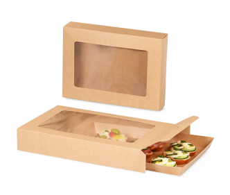 Catering-Karton braun & Servierplatte