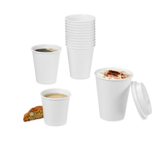 Heissgetränke-Becher PE-beschichtet weiss
