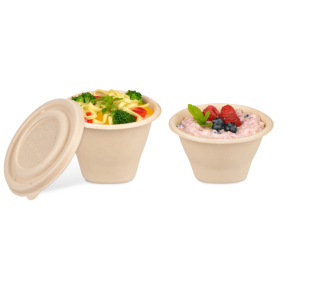 Schale aus Bagasse konisch & Deckel