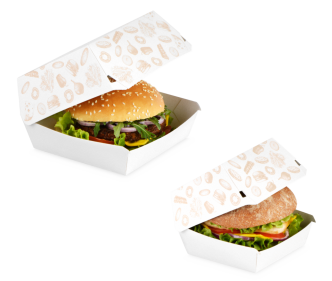 Burger-Box aus Karton «FRISCH & fein»