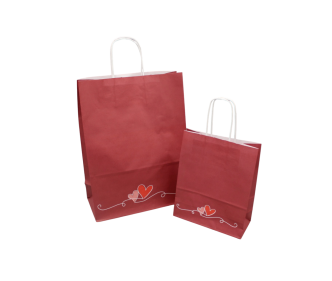 Papiertragetasche rot mit Herzen