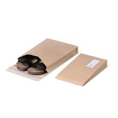 Graspapier-Versandtasche wiederverschliessbar mit Blockboden